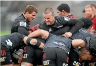  ??  ?? Crusaders lock Alex Ainley takes part in a training drill at Rugby Park in Christchur­ch last week.