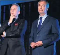  ??  ?? Ian Paisley with Brexit Party leader Nigel Farage in London last night