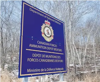  ??  ?? A Canadian Forces Ammunition Depot occupies the northern shoreline of the Bedford Basin in Halifax. It includes a missile maintenanc­e facility and a loading jetty.