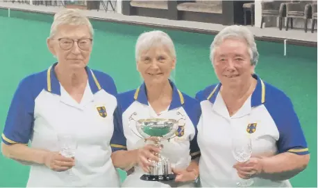  ?? ?? Ladies winners Anne Upsall, Pat Browne and Pam Carlin.