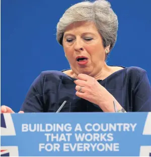  ??  ?? COUGH WE GO Theresa May’s splutterin­g speech could hardly have gone any worse