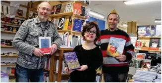  ??  ?? Hervé, Claire et Jean-Christophe de la Nouvelle Réserve à Limay vous invitent à sortir des sentiers battus de l’édition.