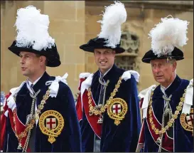  ??  ?? Princely procession: Edward, William and Charles in their robes