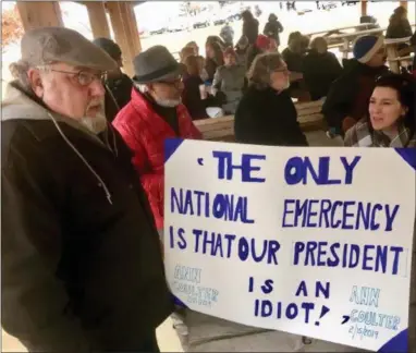  ?? PETE BANNAN - MEDIANEWS GROUP ?? Doug Heyman of Paoli attends the national day of protest against the border emergency that President Donald Trump enacted Friday. The event was held in the Veterans Memorial Pavilion at East Goshen Township Park on Monday.