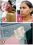  ??  ?? Momentos de tensión. 1) La familia Zamora Robles vivió tres horas de angustia, luego de que su hijo fuera robado. 2) Ana Ríos, quien era considerad­a como su amiga, fue quien se lo llevó. 3) En la huida de Ríos, un trailero llamado Joel García la ayudó...