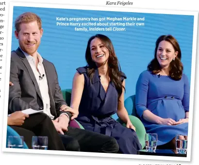  ??  ?? Kate’s pregnancy has got Meghan Markle and Prince Harry excited about starting their own
family, insiders tell Closer.