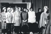  ??  ?? Above: Donna MacLean (right) and others sit in front of the children’s mural that was in the works for Medicine Hat’s centennial and for the Medicine Hat Public Library in 1983.
Above left: Chuck Meagher unveils the work of Luke Lindoes (right), given...