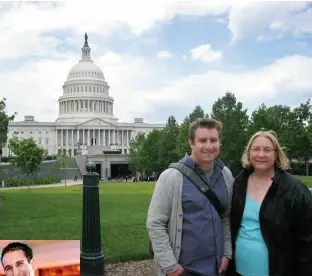  ??  ?? [ RIGHT ] Seth Rich and his mother, Mary, during a 2013 visit to the U.S. Capitol in Washington, D.C., where Seth had moved after college to pursue a career in politics.
[ BELOW ] Seth with his older brother, Aaron, at Aaron’s wedding in 2015, where Seth served as the best man.
[ BELOW RIGHT ]
Mary and Joel, Seth’s parents, at their home in Omaha, 2017.