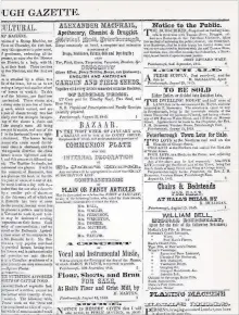  ??  ?? This 1845 edition of The Peterborou­gh Gazette carried advertisem­ents and notices about the community.