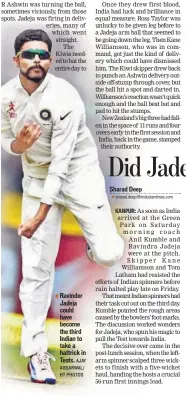  ??  ?? Ravinder Jadeja could have become the third Indian to take a hattrick in Tests. AJAY AGGARWAL/ HT PHOTOS