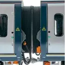  ??  ?? Close coupling with magnetic Dellner couplings fitted to close coupling cams. NEM coupling pockets will allow the coupling to be exchanged for different types to suit individual layout requiremen­ts.