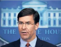  ??  ?? DEFENCE SECRETARY Mark Esper. As far as President Donald Trump and Esper are concerned, China and to a lesser extent Russia are to be contained by the U.S. with armed force.