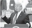  ?? CHRIS O'MEARA/AP ?? President Donald Trump speaks Wednesday at an Estero rally.