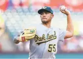  ??  ?? Sean Manaea improved but still took the loss, despite the calendar turning from May, when he had a 7.18 ERA after posting a 1.00 ERA in April.