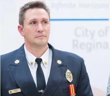  ?? MICHAEL BELL ?? Newly appointed Regina Fire &amp; Protective Services Chief Layne Jackson says his familiarit­y with the department will help him as he assumes his new position. He has been acting chief for the past six months.
