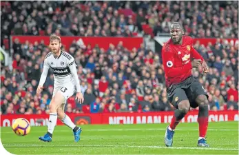  ??  ?? Romelu Lukaku of Manchester United scores his team’s third