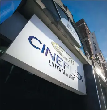  ?? NATIONAL POST STAFF PHOTO ?? Cineplex Entertainm­ent’s head office in Toronto. The company’s shares are down 48 per cent from last year’s high, but bright spots included increased concession revenue per patron, with the addition of recliner seating and special VIP seating areas.