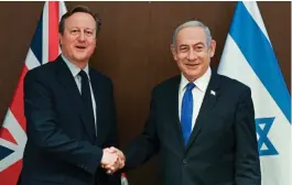  ?? ?? Lord Cameron meets Benjamin Netanyahu in Jerusalem yesterday