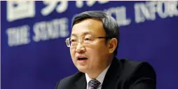  ?? (Thomas Peter/Reuters) ?? CHINESE VICE Commerce Minister Wang Shouwen attends a news conference in Beijing in April.