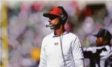  ?? Matt Rourke / Associated Press ?? Head coach Kyle Shanahan has directed the 49ers to a 2-0 start despite a spate of injuries and uneven play at some positions.