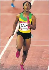  ?? Picture: GETTY ?? FAST OFF THE MARK: Jamaica’s Shelly-Ann Fraser-Pryce crosses the line to win gold in the women’s 100m relay at last year’s Commonweal­th Games