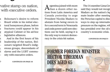  ??  ?? Venezuela’s President Nicolás Maduro delivers a New Year Eve’s address from the Miraflores presidenti­al palace. VENEZUELAN PRESIDENCY