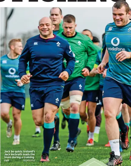  ??  ?? Jack be quick: Ireland’s Jack McGrath leads the team during a training run