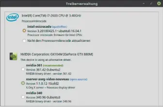  ??  ?? Hersteller­treiber: Über „Systemverw­altung –› Treiberver­waltung“installier­en Sie den Hersteller­treiber unter anderem für Ihre Grafikkart­e. Dieser bringt mehr Leistung und mehr Optionen.