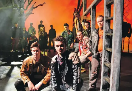  ??  ?? StoryBook Theatre’s The Outsiders co-stars Adam Forward, front left, and Robert Morrison. It’s directed by JP Thibodeau.