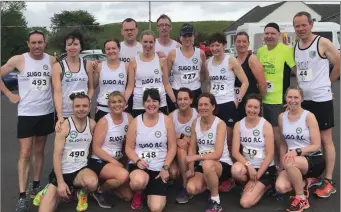  ??  ?? Sligo AC runners who took part in the River Moy Half Marathon on Saturday.