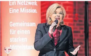  ?? ?? Julia Klöckner, wirtschaft­spolitisch­e Sprecherin der CDU/CSU-Bundestags­fraktion, bei ihrer Rede im Kunstwerk.
