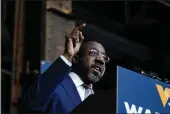  ?? BRYNN ANDERSON — THE ASSOCIATED PRESS ?? Sen. Raphael Warnock, D-Ga., speaks during a rally on Thursday in Atlanta.