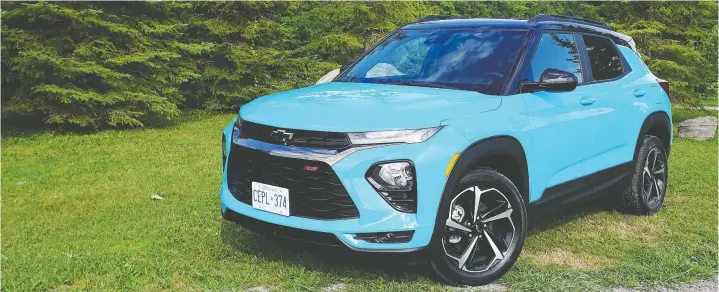  ?? —PHOTOS: BRIAN HARPER/DRIVING ?? The RS is the sportiest trim level of the 2021 Chevrolet Trailblaze­r, which competes in the crowded `in-between' SUV segment.