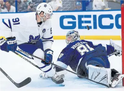  ?? MIKE EHRMANN GETTY IMAGES FILE PHOTO ?? Andrei Vasilevski­y and the Lightning host John Tavares and the Leafs tonight, with Tampa Bay in first overall by a good margin.