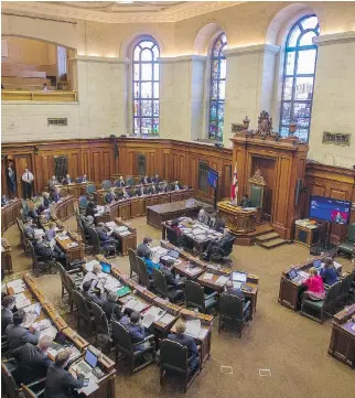  ?? JOHN KENNEY/MONTREAL GAZETTE ?? A view of Montreal city council in session on Monday. There is some discrepanc­y in politician­s’ salaries between Montreal boroughs.