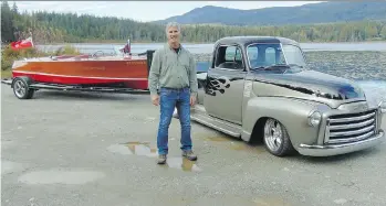  ??  ?? Steve Leslie first restored his 1953 GMC pickup as a teenager — driving it to high school for two years. Later, as an adult, the firefighte­r customized and updated the truck and restored a vintage 1942 Chris-Craft runabout to tow.