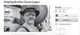  ?? GoFundMe ?? A GoFundMe page created by a fellow firefighte­r said Corey Logan is a 20-year veteran who was working an overtime shift Tuesday when the call came in.