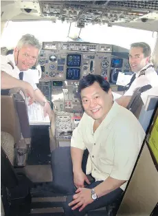  ??  ?? Before ultra-low-cost-carriers competed, subsequent­ly troubled David Ho, seen here en route to Hawaii, founded short-lived Harmony Airways.