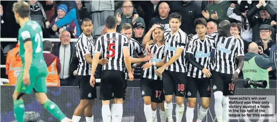  ??  ?? Newcastle’s win over Watford was their only victory against a team in the top half of the league so far this season