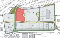  ?? GRAFIK: STADT ERBACH ?? Der geplante Standort des Erbacher Entsorgung­szentrums (rote Fläche).