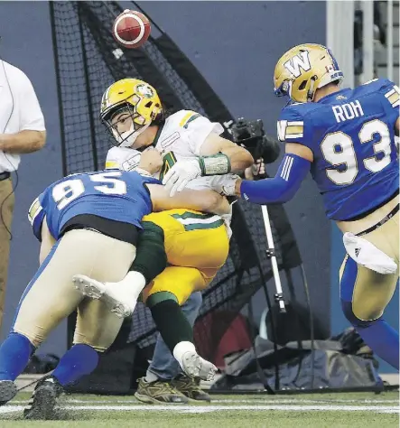  ?? JOHN WOODS/THE CANADIAN PRESS ?? The CFL season kicks off with the Edmonton Eskimos in Winnipeg to take on the Blue Bombers on Thursday, when broadcaste­r TSN will be unveiling its revamped Thursday night package.