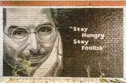  ?? ZIPRASHANT­ZI/DREAMSTIME ?? A mural of the late Steve Jobs in Kanpur, India.