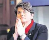  ??  ?? United front: DUP leader Arlene Foster (above) has urged Theresa May – pictured yesterday in the Commons –to renegotiat­e the Brexit deal.