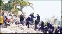  ??  ?? Rescue crews work at the site of the collapsed Champlain Towers South condo building after the remaining structure was demolished Sunday, July 5. (AP)