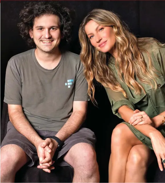  ?? ?? Glamour: Sam Bankman-Fried — aka SBF — recruited model Gisele Bundchen as FTX’s head of environmen­tal and social initiative­s