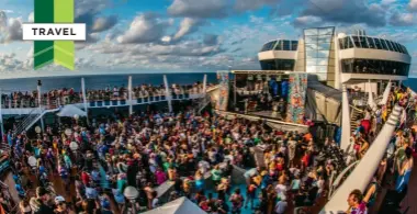  ??  ?? Fans aboard a music cruise rocking and rolling to the rhythms and the waves