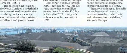  ?? ?? The North Corridor is a critical export coal line that runs from Lephalale to the Port of Richards Bay