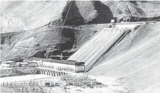  ??  ?? The Benmore penstocks, photograph­ed soon after the project was completed.