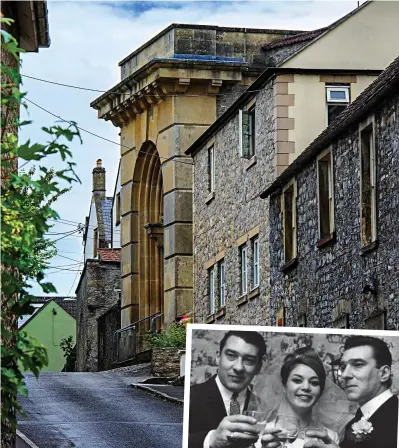  ??  ?? New lease of life: Shepton Mallet prison once held gangsters Ronnie and Reggie Kray (inset at Reggie’s marriage to Frances). Now it will be turned into upmarket apartments