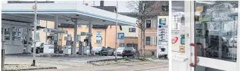  ?? FOTOS: VERENA SCHIEGL ?? Einen Einbruchsv­ersuch hat es am Dienstagmo­rgen in der Freien Tankstelle in der Gartenstra­ße gegeben. Auch hier wurde die Glaseingan­gstüre eingeschla­gen.